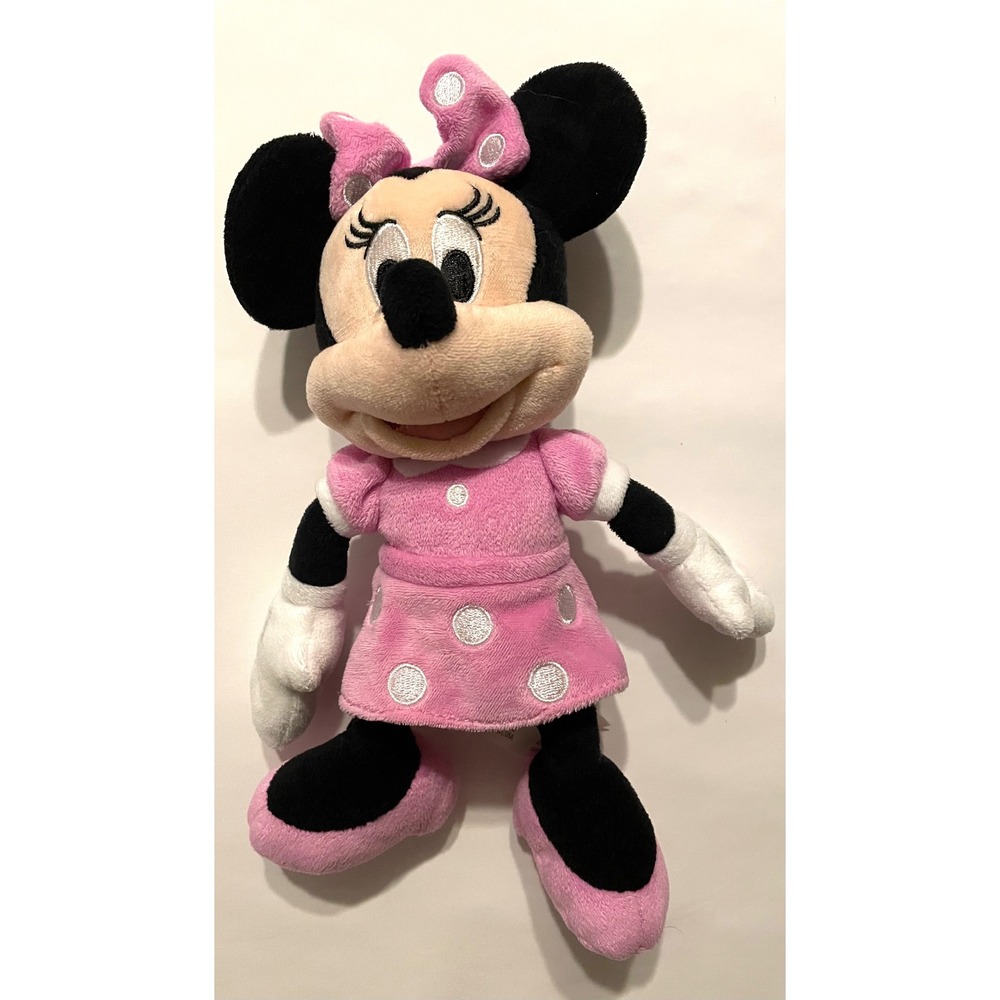 Disney Minnie Mouse Plush Kids 9 Inch Pink Polka Dot Dress Soft Stuffed Animal